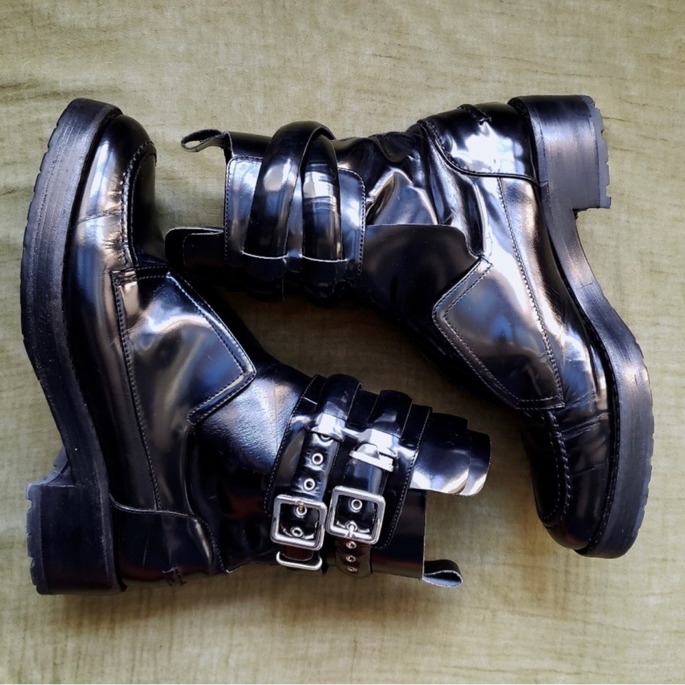 Balenciaga Black Double Strap Moto Ankle Boots 39.5